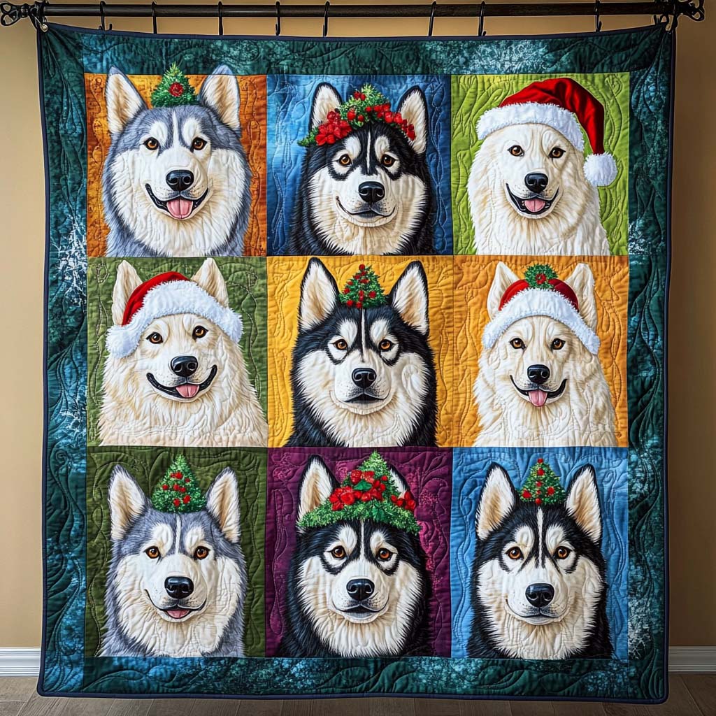 Holiday Portraits Quilted Blanket - Throw (55" x 60")