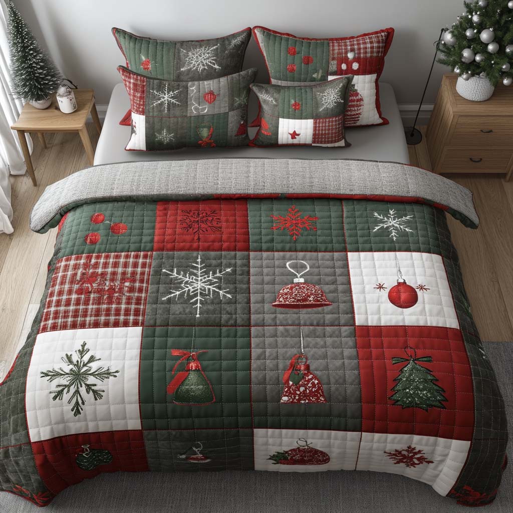 Holiday Sparkle 3-Piece Quilted Bedding Set - Single (59" x 70")