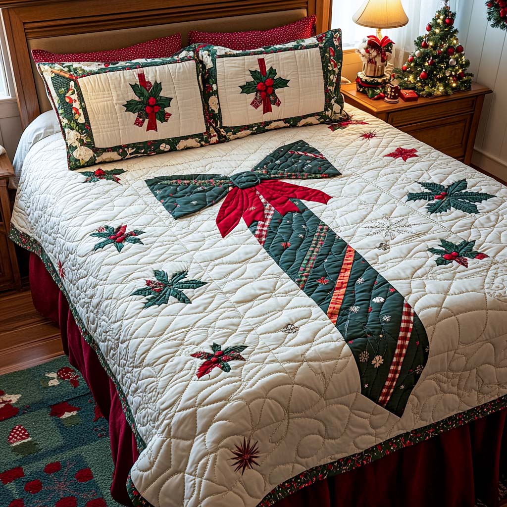 Holiday Tie 3-Piece Quilted Bedding Set - Single (59" x 70")