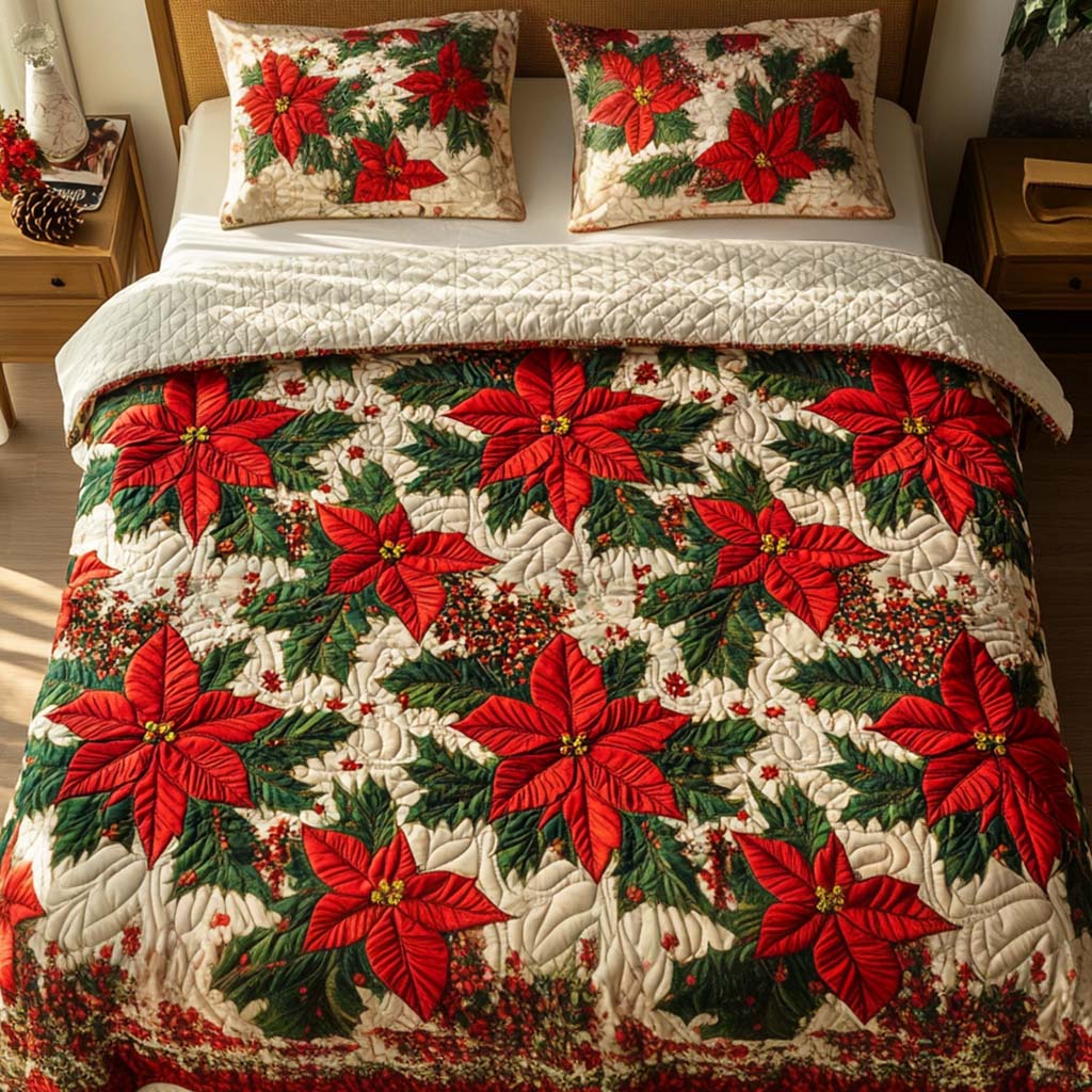 Holly Charm 3-Piece Quilted Bedding Set - Single (59" x 70")