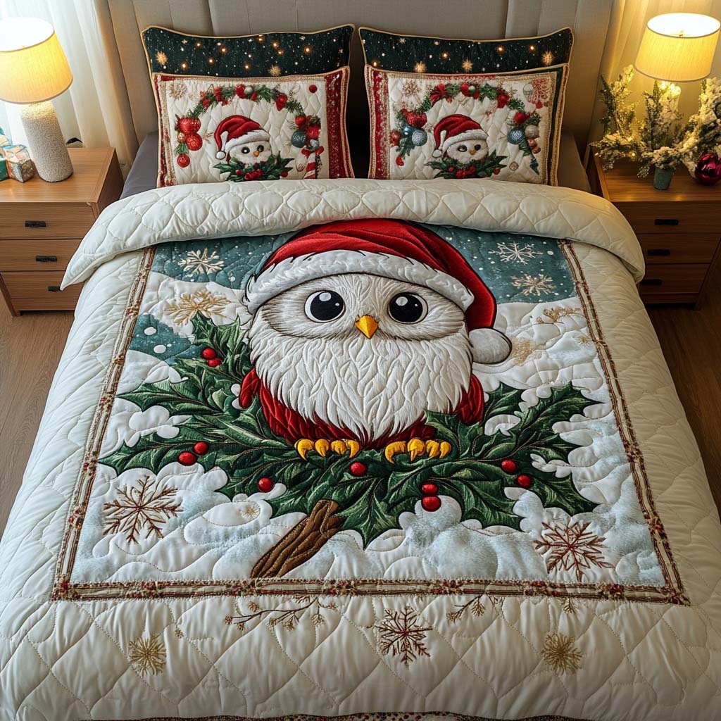 Holly Snow 3-Piece Quilted Bedding Set - Single (59" x 70")