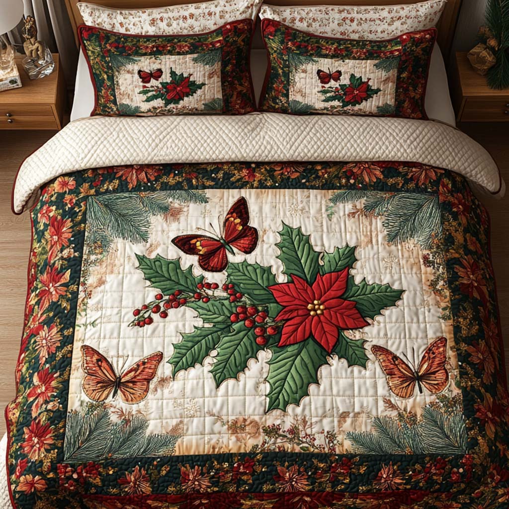 Holly Delight 3-Piece Quilted Bedding Set - Single (59" x 70")