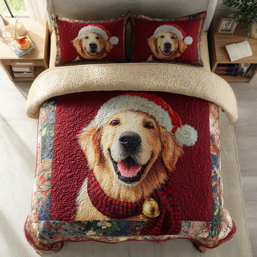 Holly Golden Retriever 3-Piece Quilted Bedding Set - Single (59" x 70")