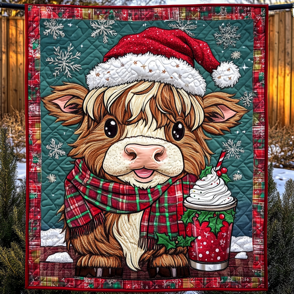 Holly Hooves Delight Quilted Blanket - Throw (55" x 60")