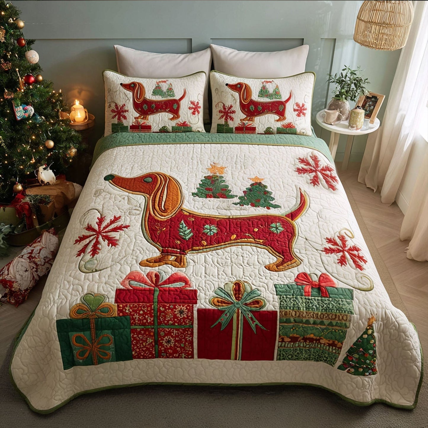 Holly Hound 3-Piece Quilted Bedding Set - Single (59" x 70")