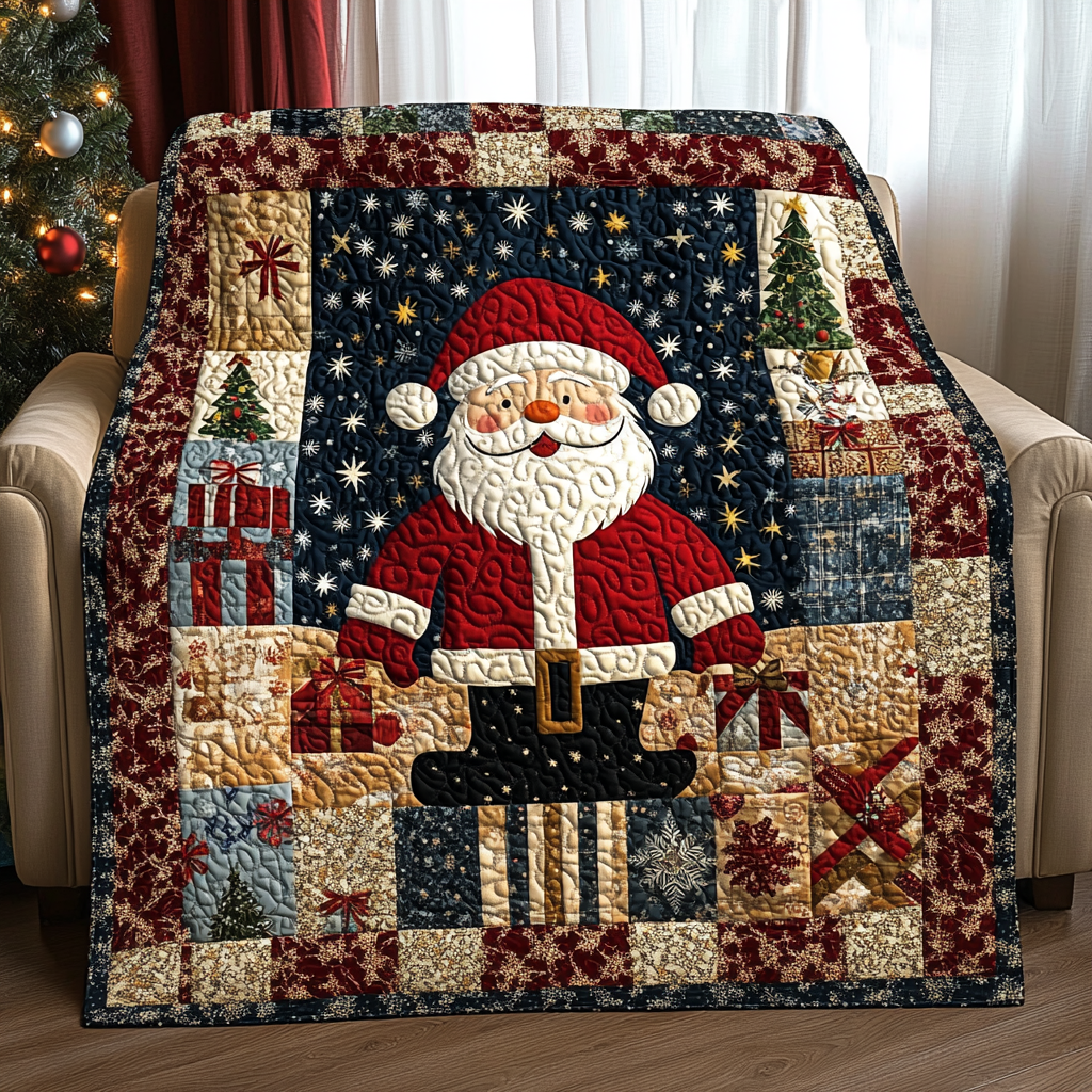 Holly Jolly Christmas Quilted Blanket - Throw (55" x 60")