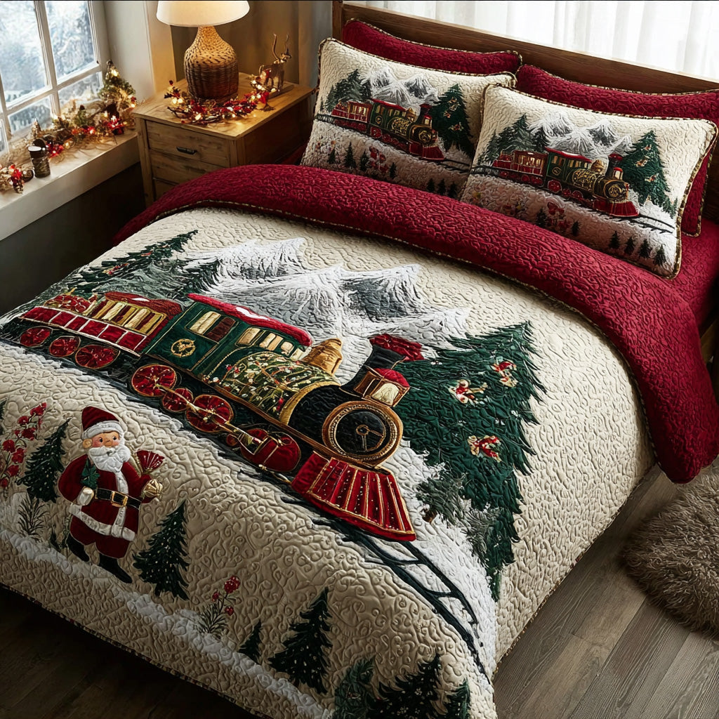 Holly Jolly Line 3-Piece Quilted Bedding Set - Single (59" x 70")