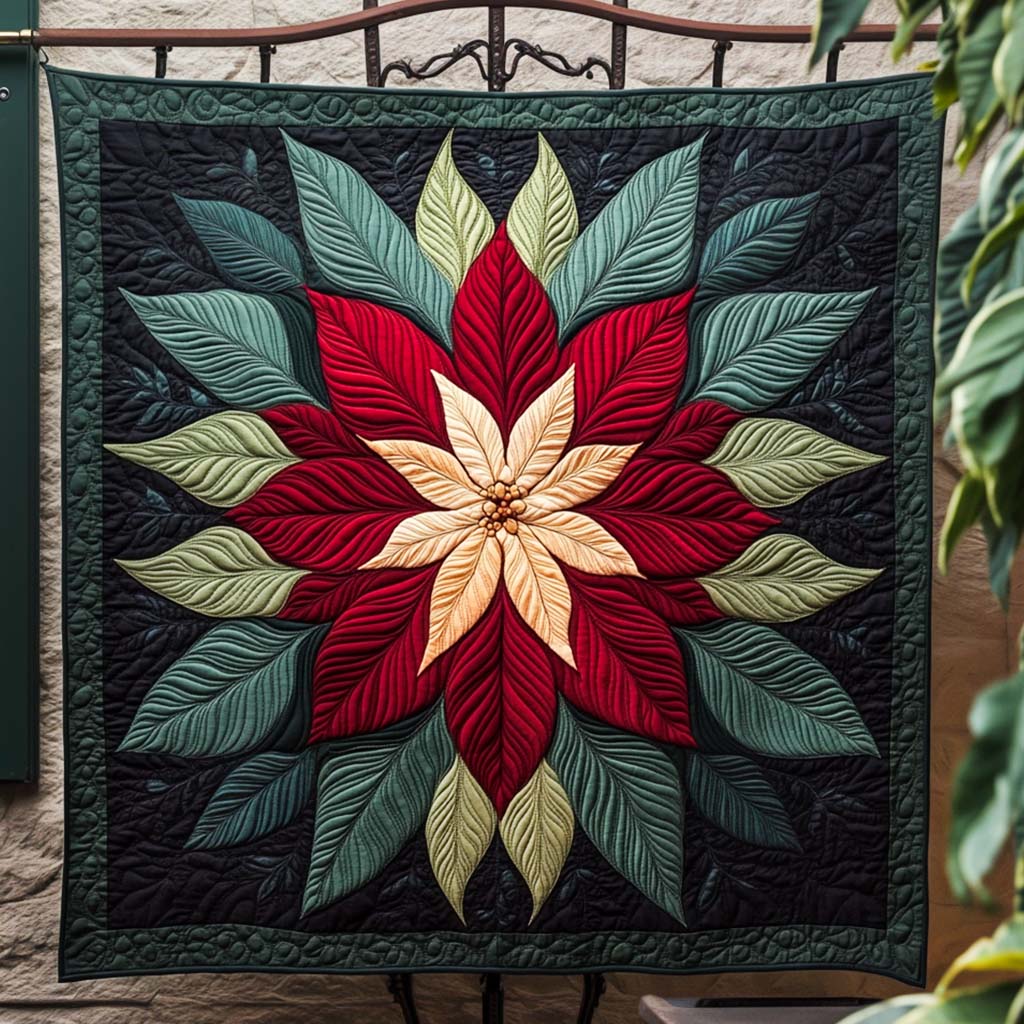 Holly Petals Quilted Blanket - Throw (55" x 60")