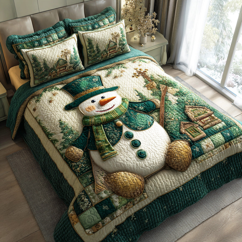 Holly Snowlight Town 3-Piece Quilted Bedding Set - Single (59" x 70")