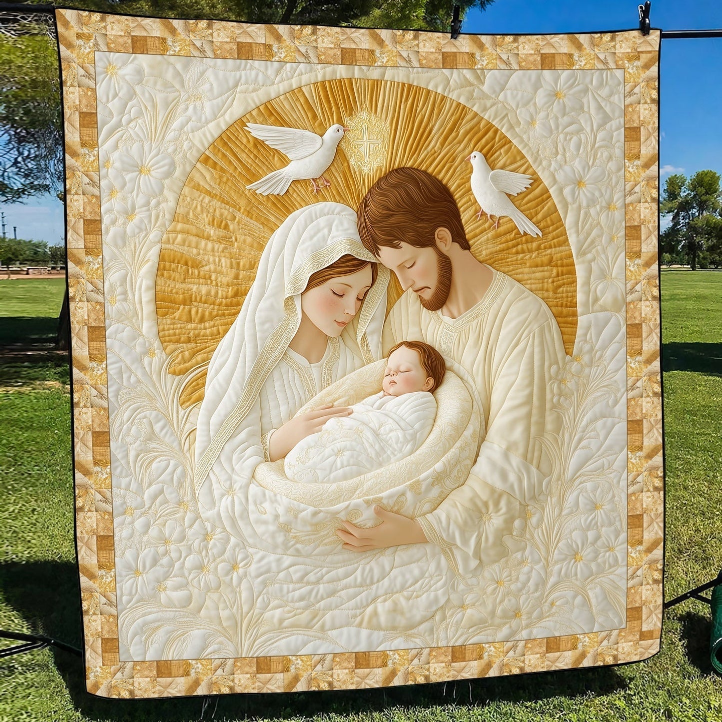 Holy Family Quilted Blanket - Throw (55" x 60")