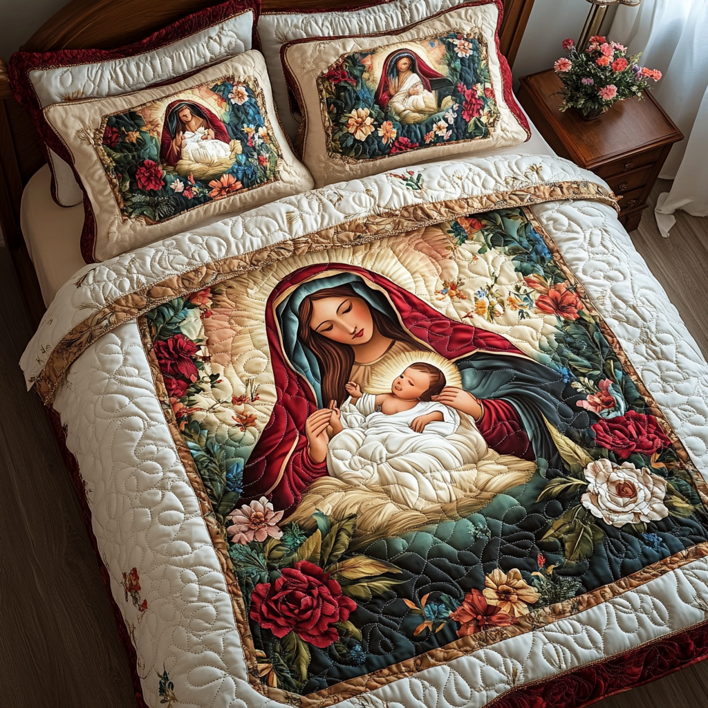 Holy Garden Quilted Bedding Set - Single (59" x 70")