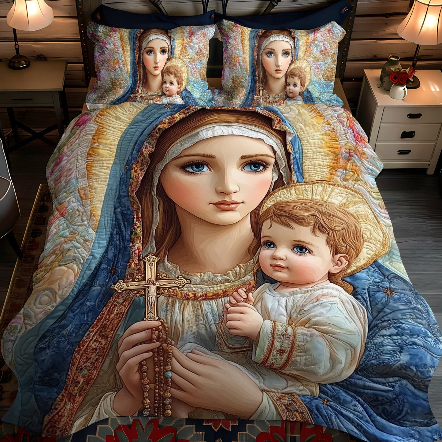 Holy Serenity 3-Piece Quilted Bedding Set - Single (59" x 70")