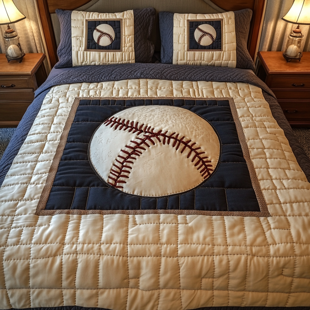 Home Run Haven 3-Piece Quilted Bedding Set - Single (59" x 70")