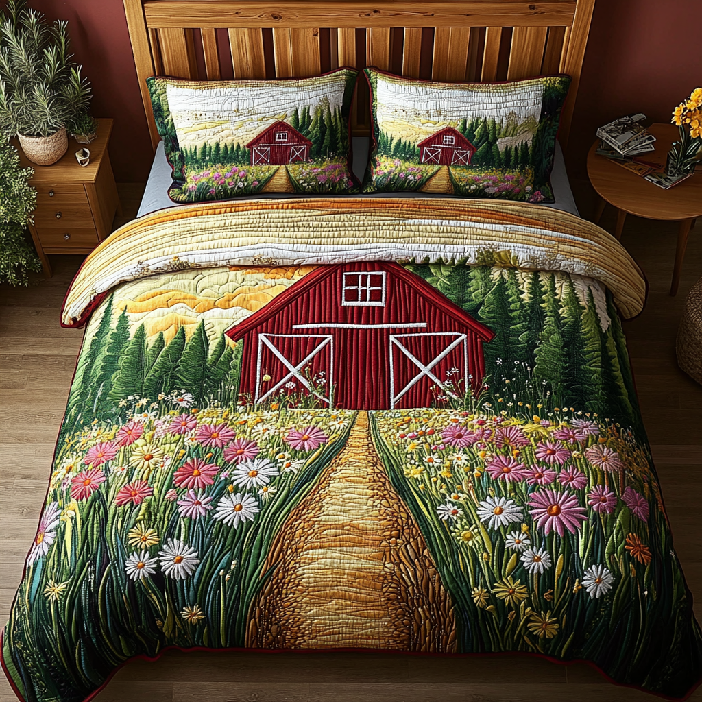 Homestead Bloom 3-Piece Quilted Bedding Set - Single (59" x 70")