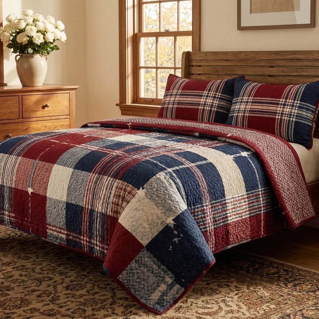 Homestead Plaid 3-Piece Quilted Bedding Set - Single (59" x 70")