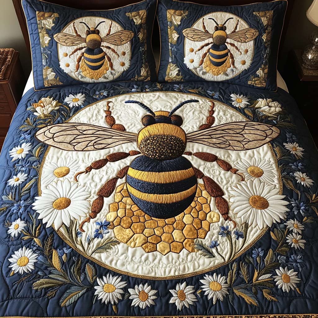 Honey Daisy 3-Piece Quilted Bedding Set - Single (59" x 70")