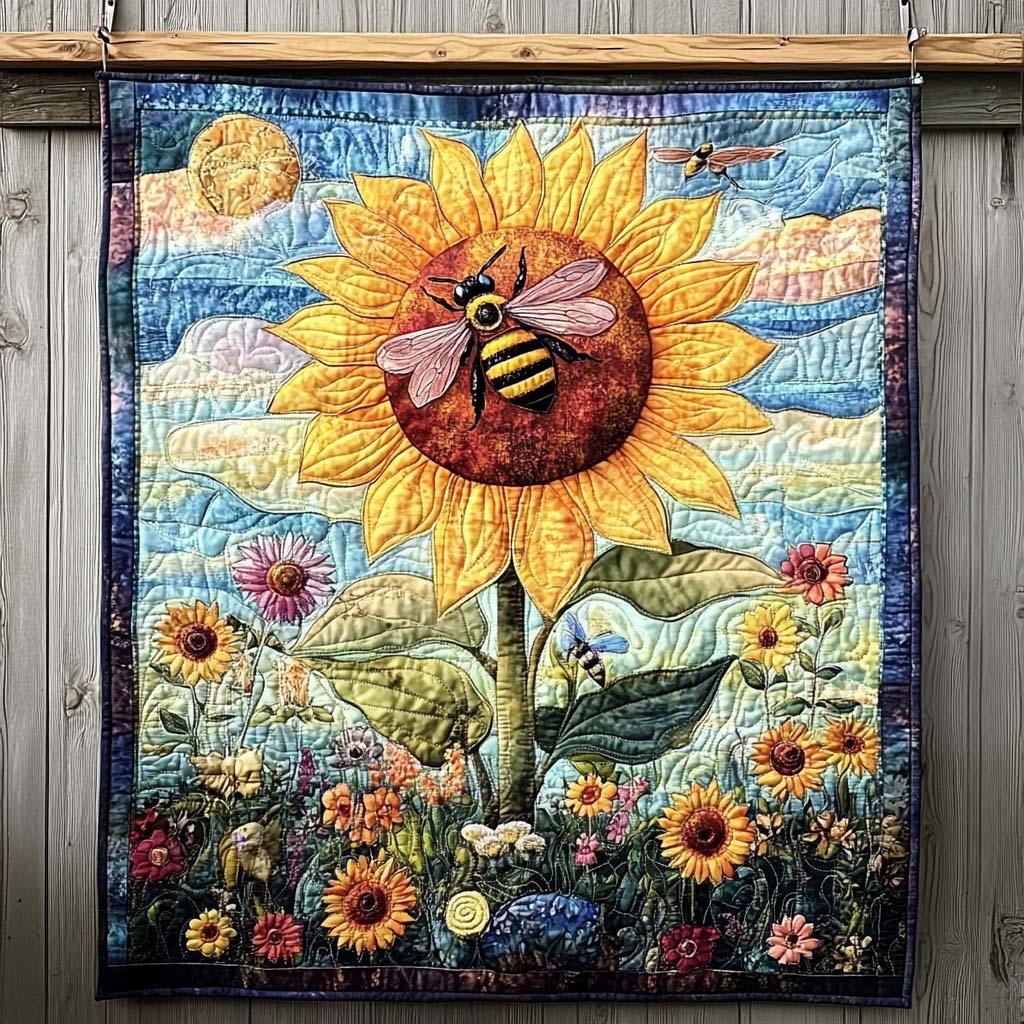 Honeybee Garden Art Quilt Hanging - Baby (30" x 40")