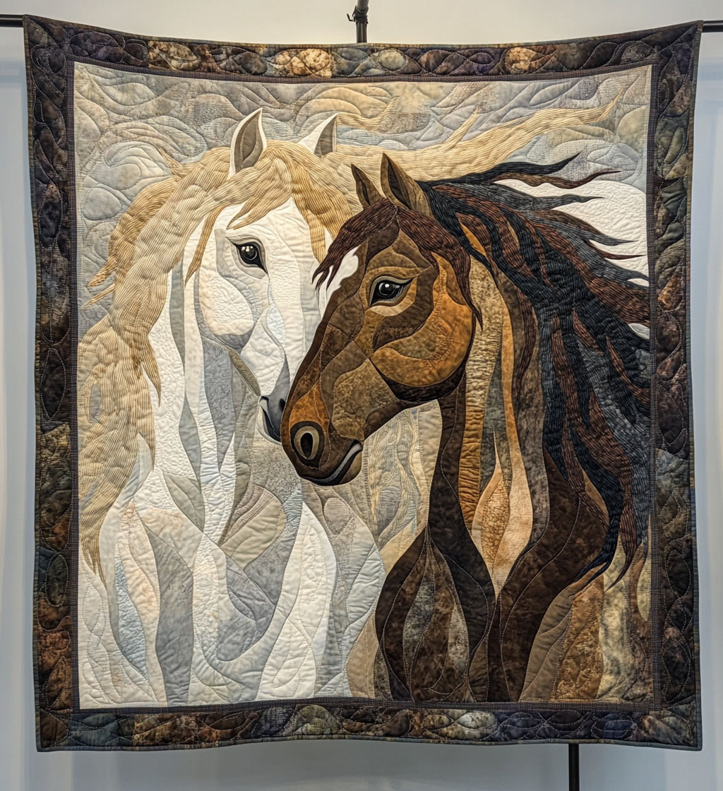 Hoofbeats Harmony Quilted Blanket - Throw (55" x 60")