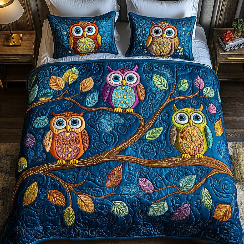 Hoot Haven 3-Piece Quilted Bedding Set - Single (59" x 70")