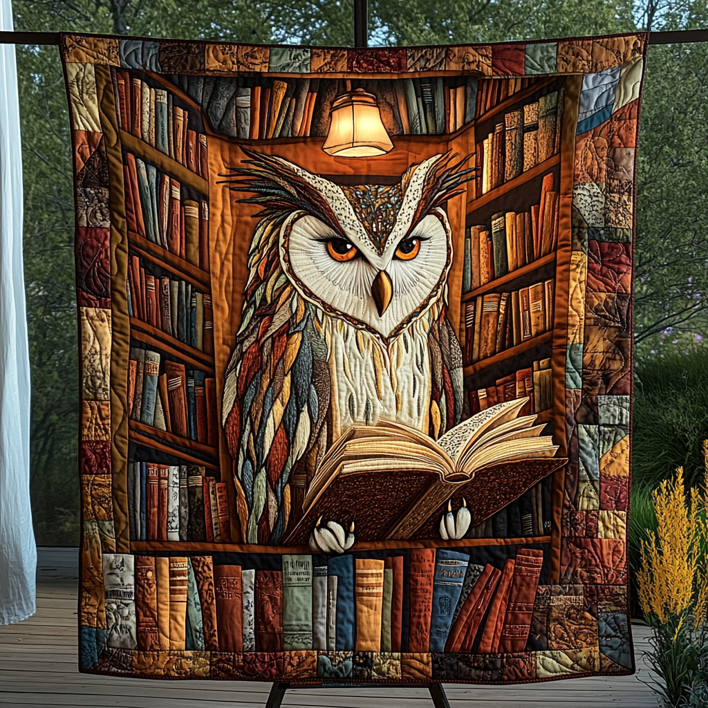 Hoot and Read Quilted Blanket - Throw (55" x 60")