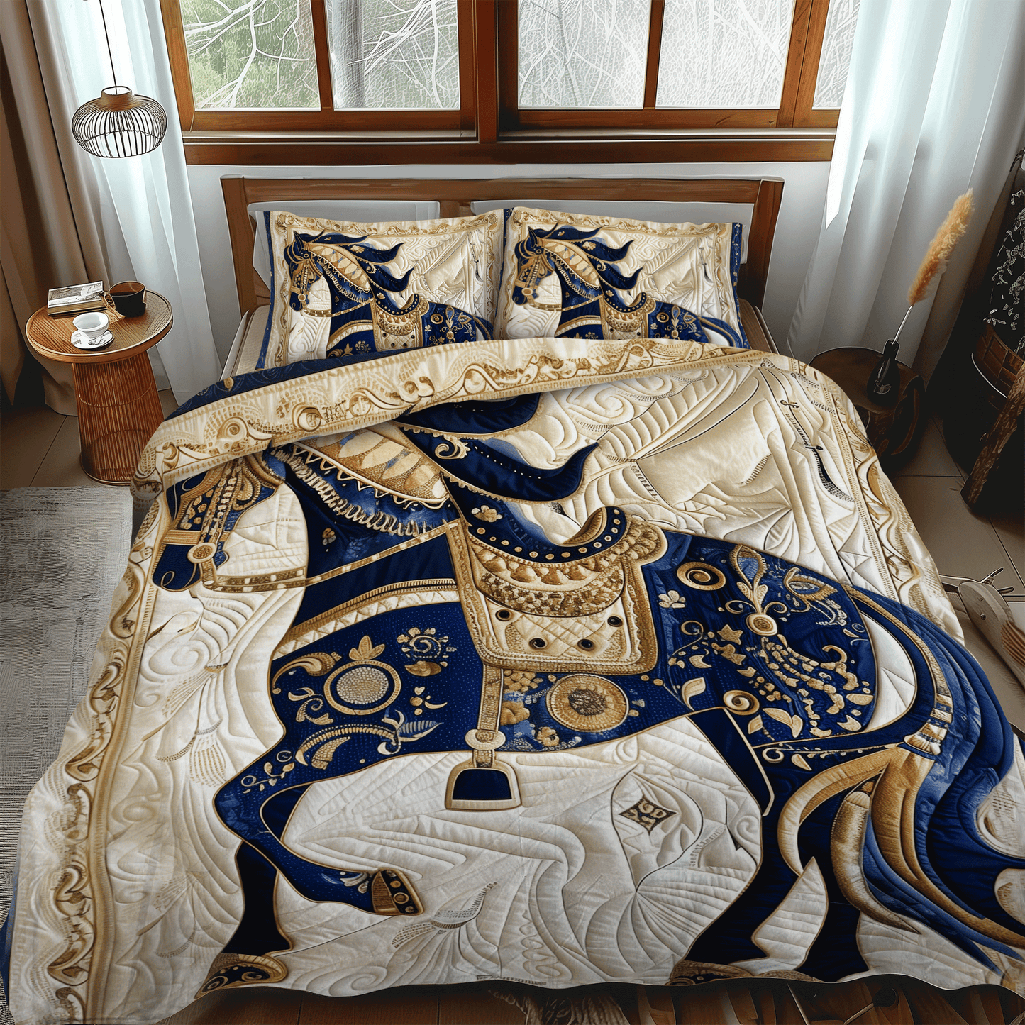 Horse Aristocratic Gallop 3-Piece Quilted Bedding Set - Single (59" x 70")
