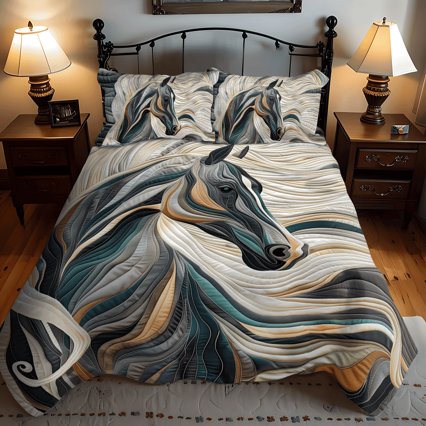 Horse Grace 3-Piece Quilted Bedding Set - Single (59" x 70")
