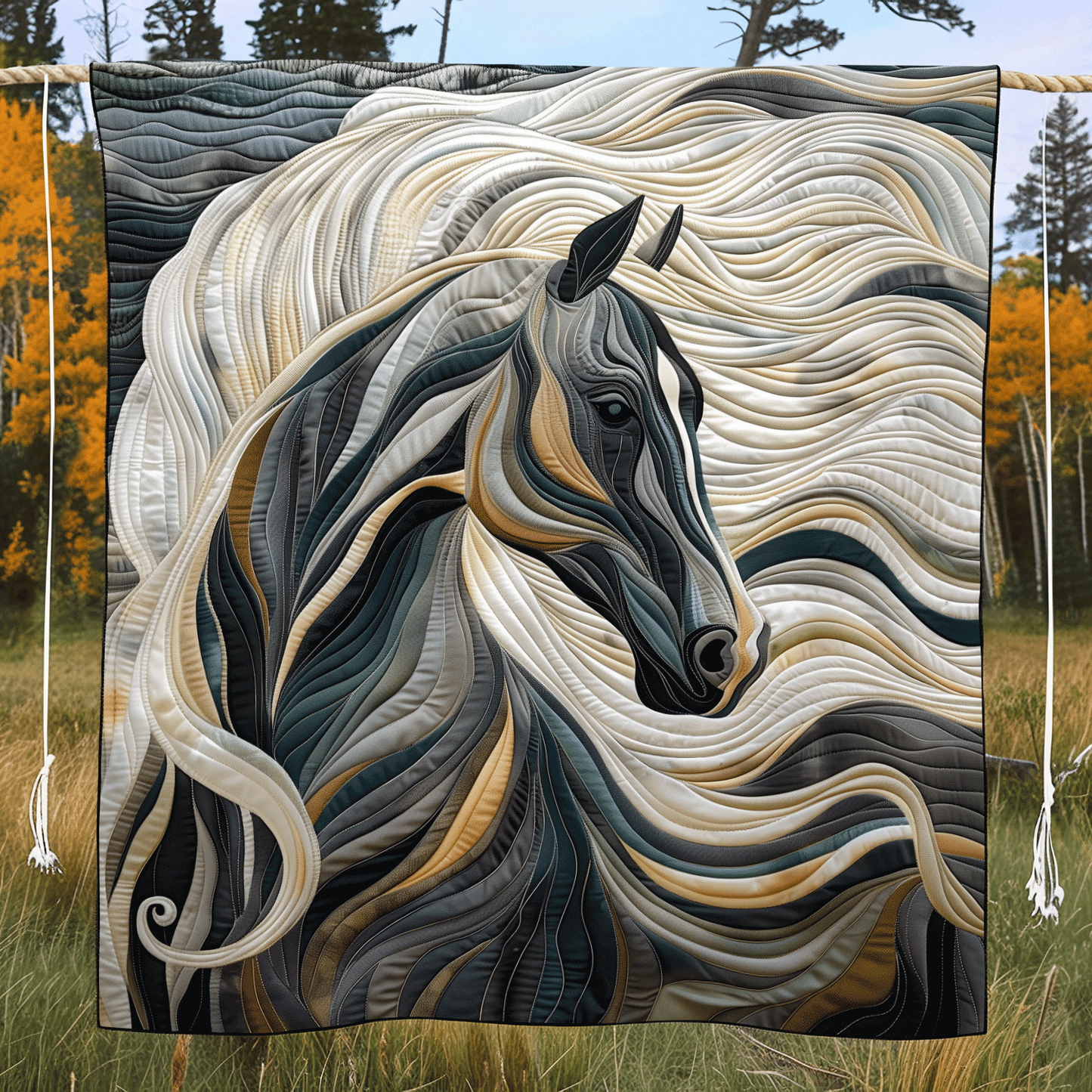 Horse Grace Quilted Blanket - Throw (55" x 60")
