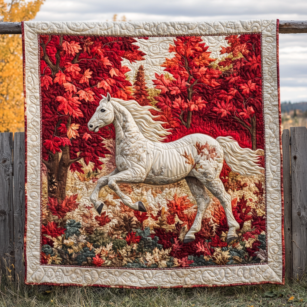 Horse Autumn Gallop Quilted Blanket - Throw (55" x 60")
