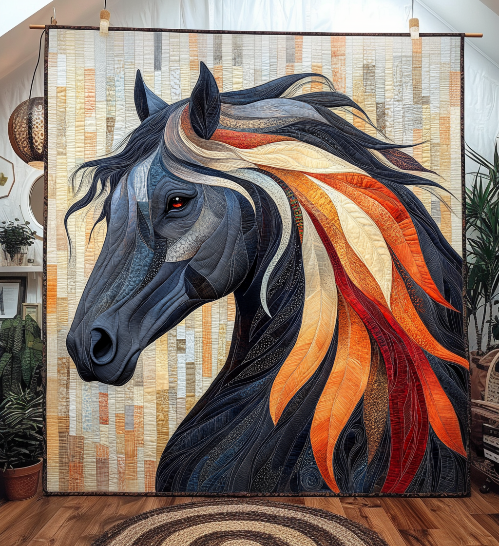 Horse Flair Quilted Blanket - Throw (55" x 60")