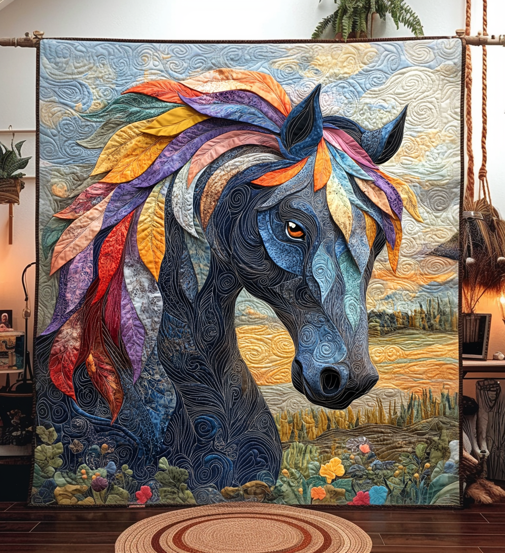 Horse Land Quilted Blanket - Throw (55" x 60")