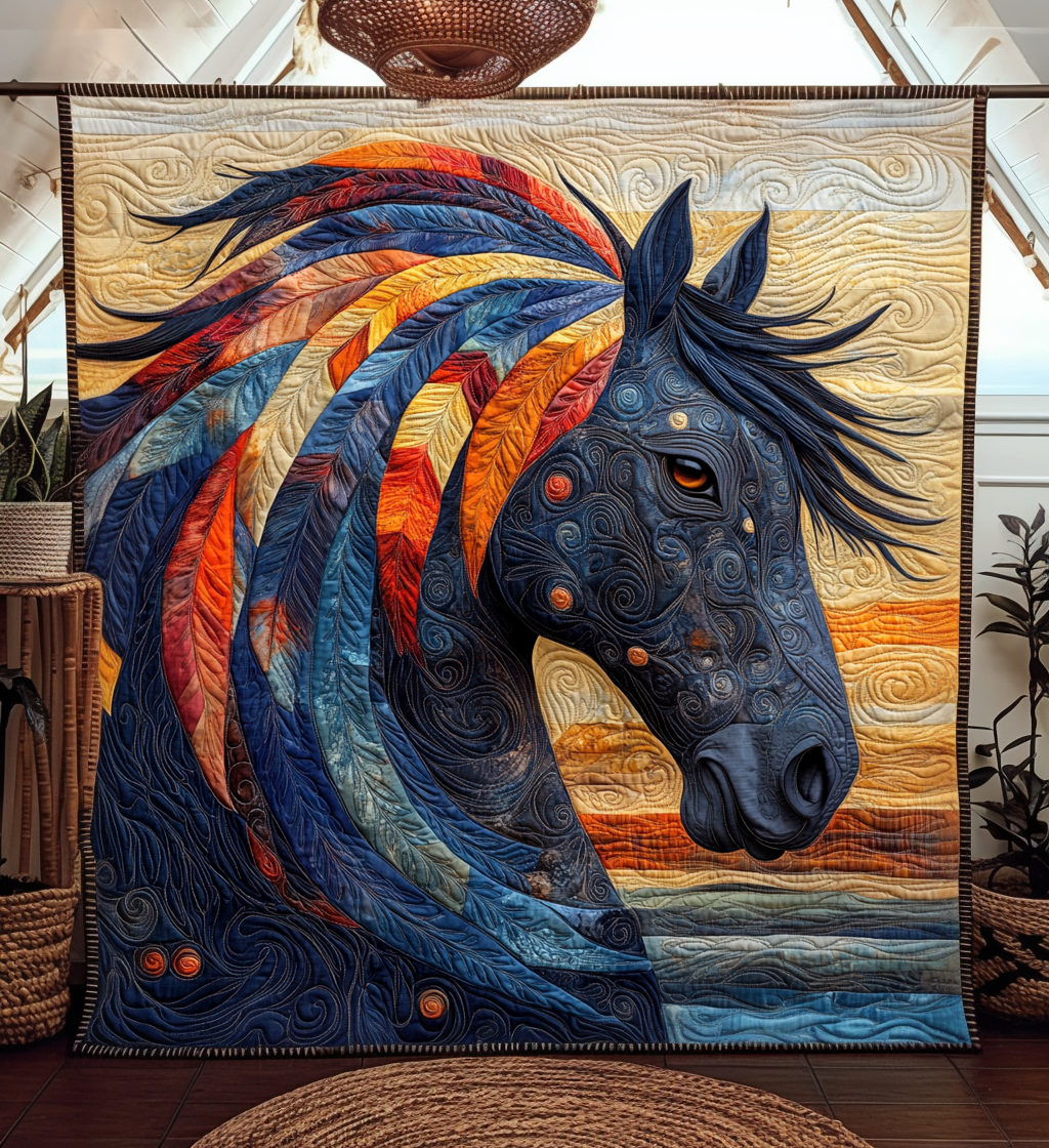 Horse Prophet Quilted Blanket - Throw (55" x 60")