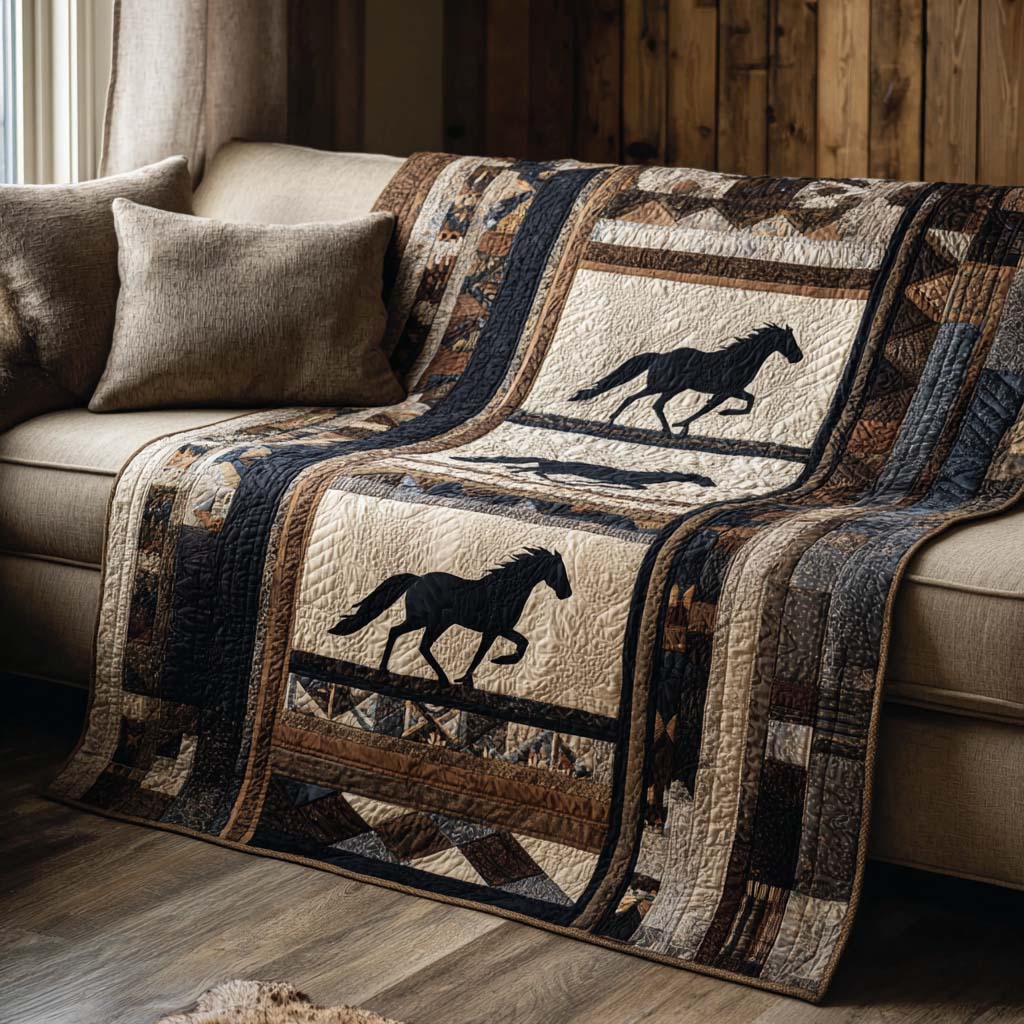 Horse Silhouettes Quilted Blanket - Baby (30" x 40") - Pack 1