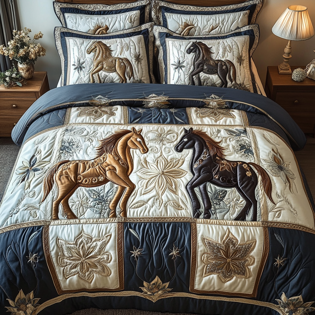 Horse Spirit 3-Piece Quilted Bedding Set - Single (59" x 70")