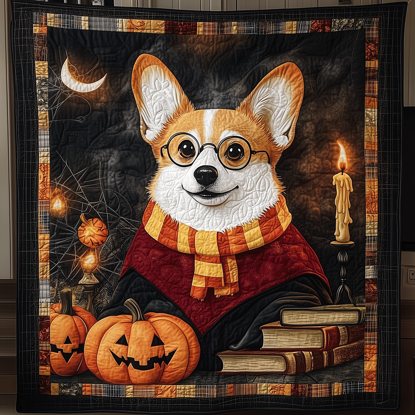 Howl-O-Ween Corgi Quilted Blanket - Throw (55" x 60")