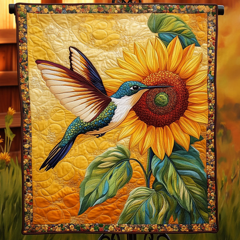 Humming Sunflower Quilted Blanket - Throw (55" x 60")