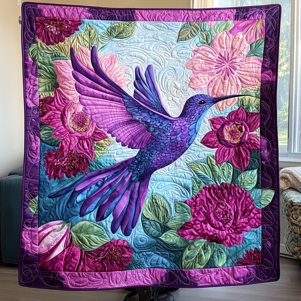 Humming Grace Quilted Blanket - Throw (55" x 60")