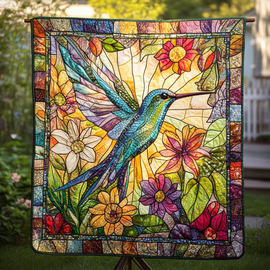 Humming Harmony Quilted Blanket - Throw (55" x 60")
