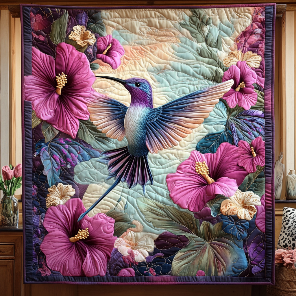 Humming Harmony Quilted Blanket - Throw (55" x 60")