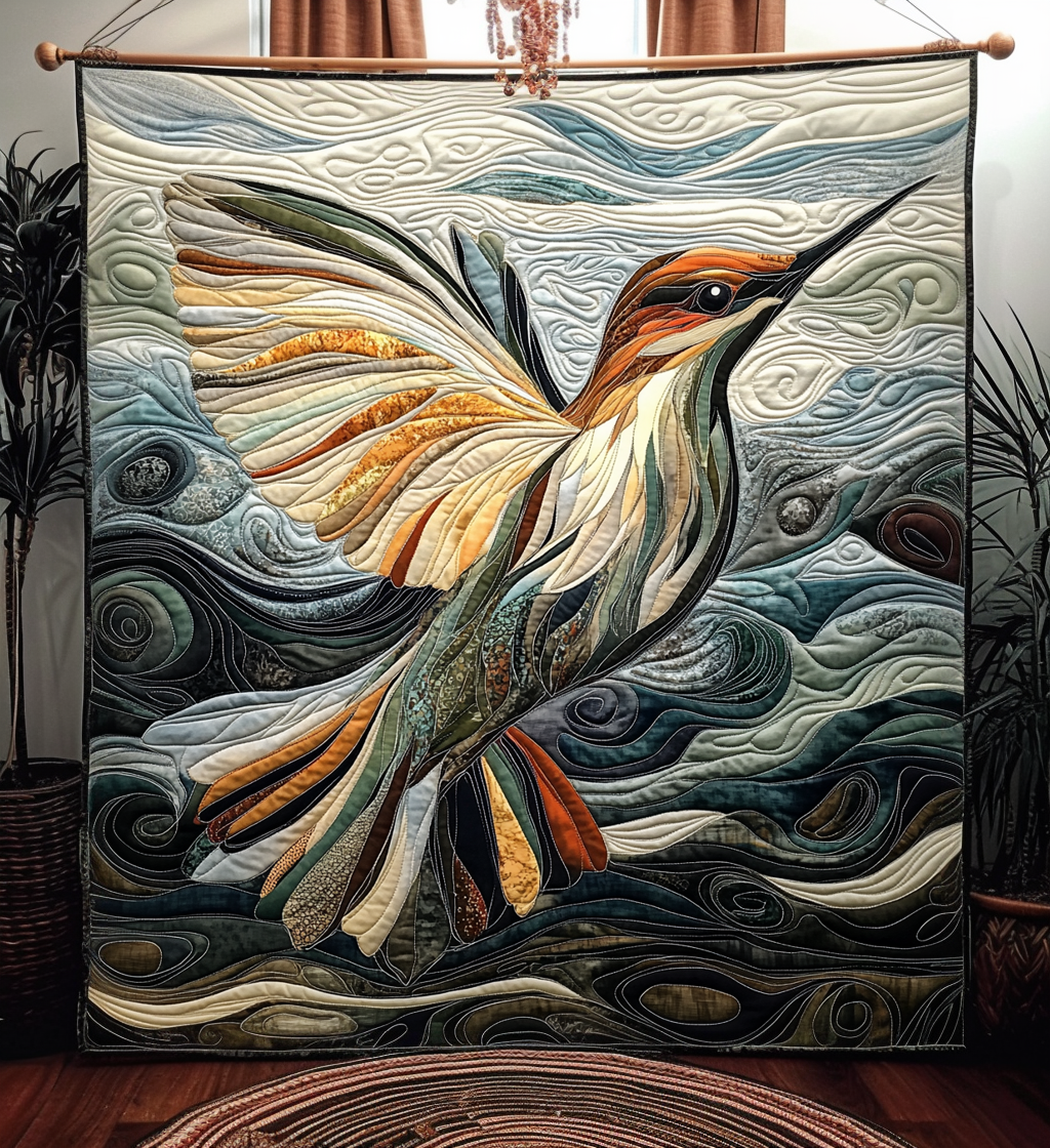 Hummingbird Grace Quilted Blanket - Throw (55" x 60")