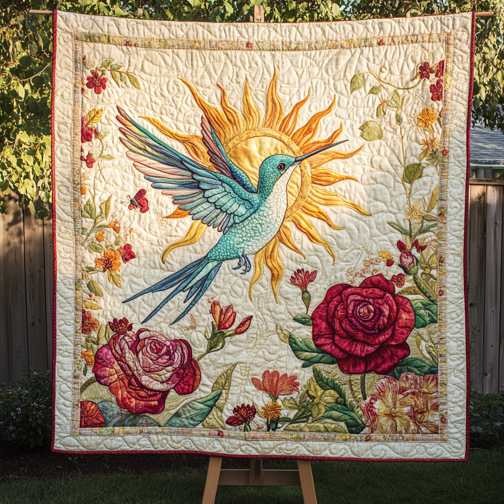 Hummingbird Harmony Quilted Blanket - Throw (55" x 60")