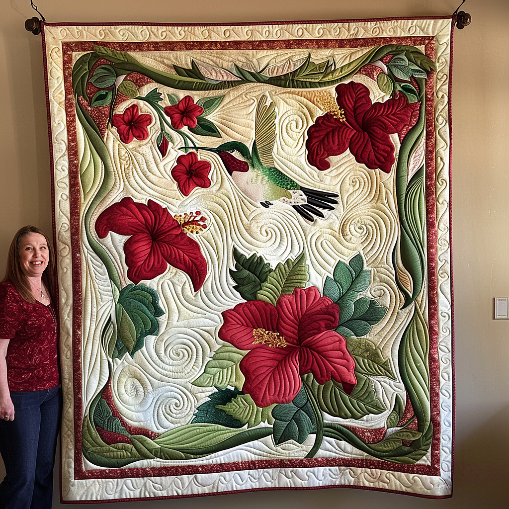 Hummingbird Haven Quilted Blanket - Throw (55" x 60")