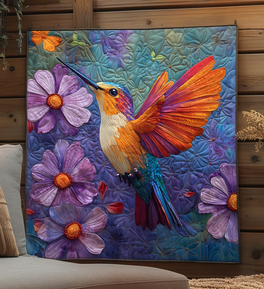 Hummingbird Mist Quilted Blanket - Throw (55" x 60")