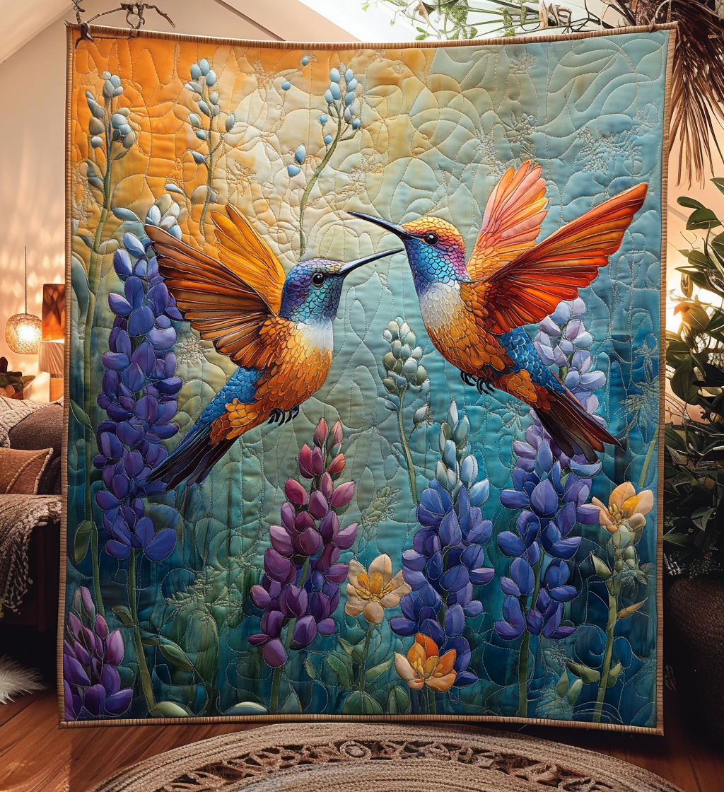 Hummingbird Serenade Quilted Blanket - Throw (55" x 60")