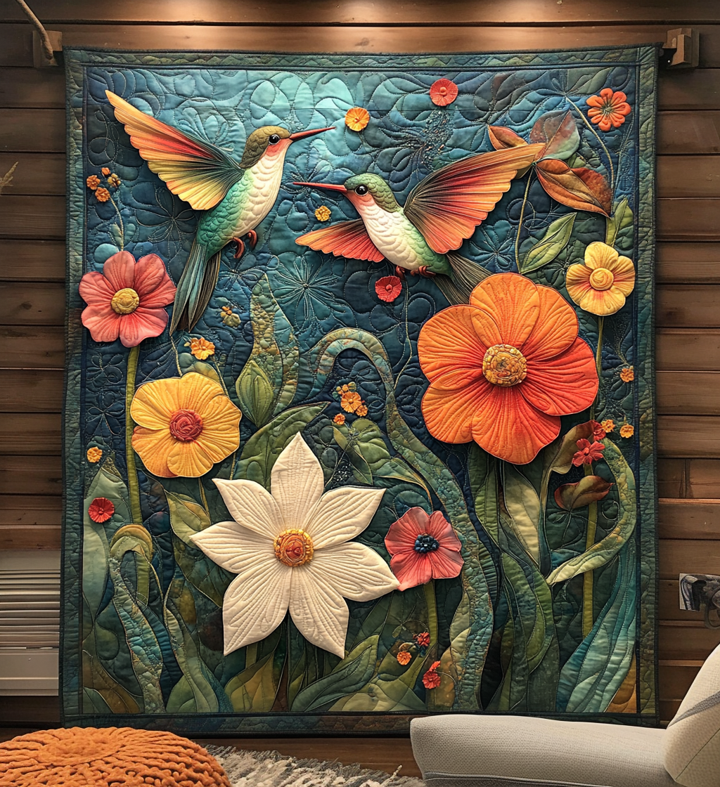 Hummingbird Wind Quilted Blanket - Throw (55" x 60")