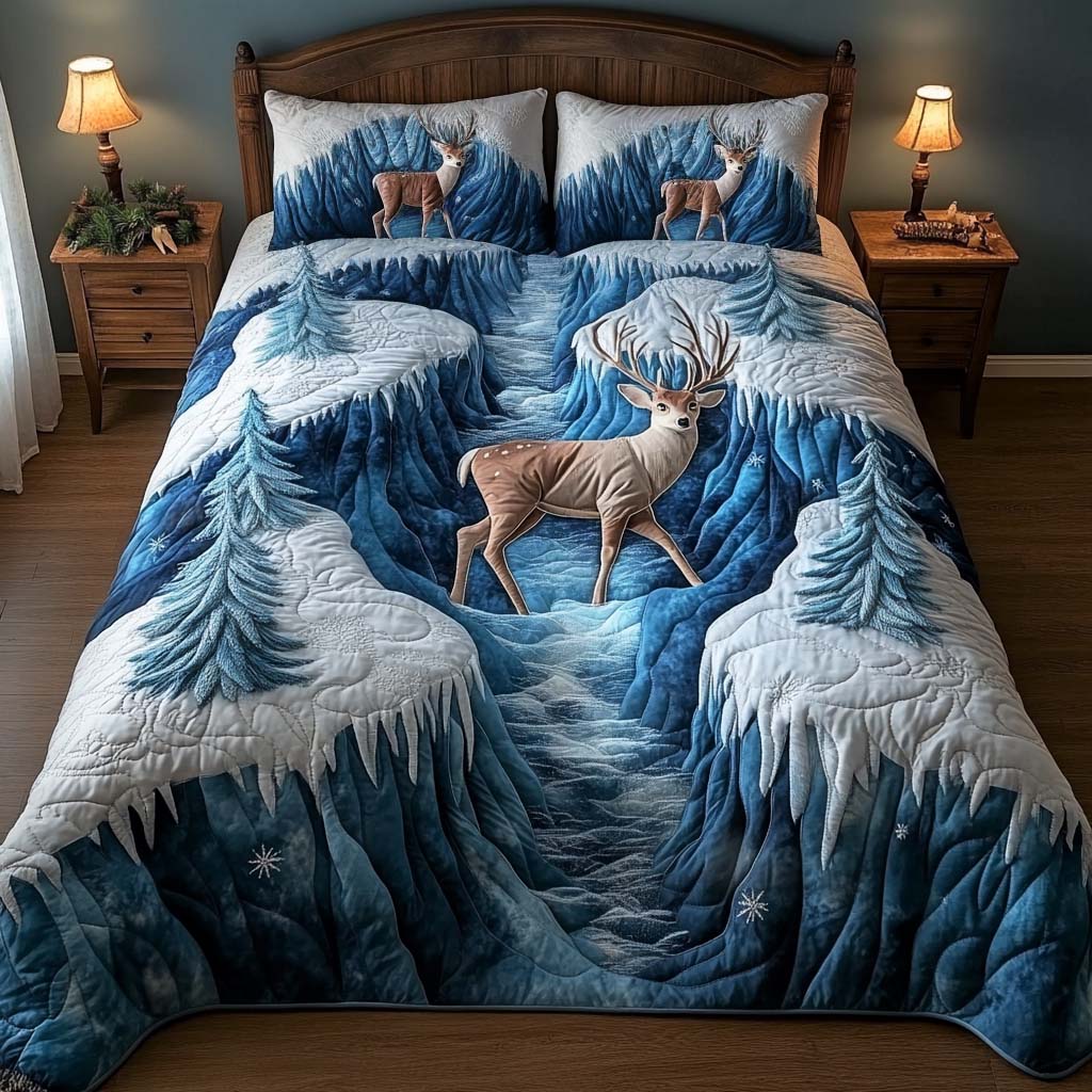 Ice Stag 3-Piece Quilted Bedding Set - Single (59" x 70")
