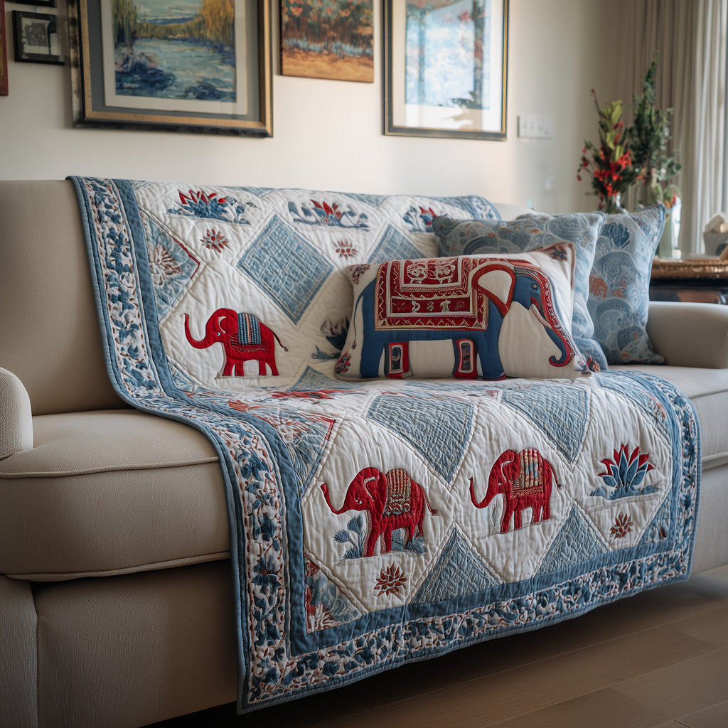 Indigo Elephant Quilted Blanket - Baby (30" x 40") - Pack 1