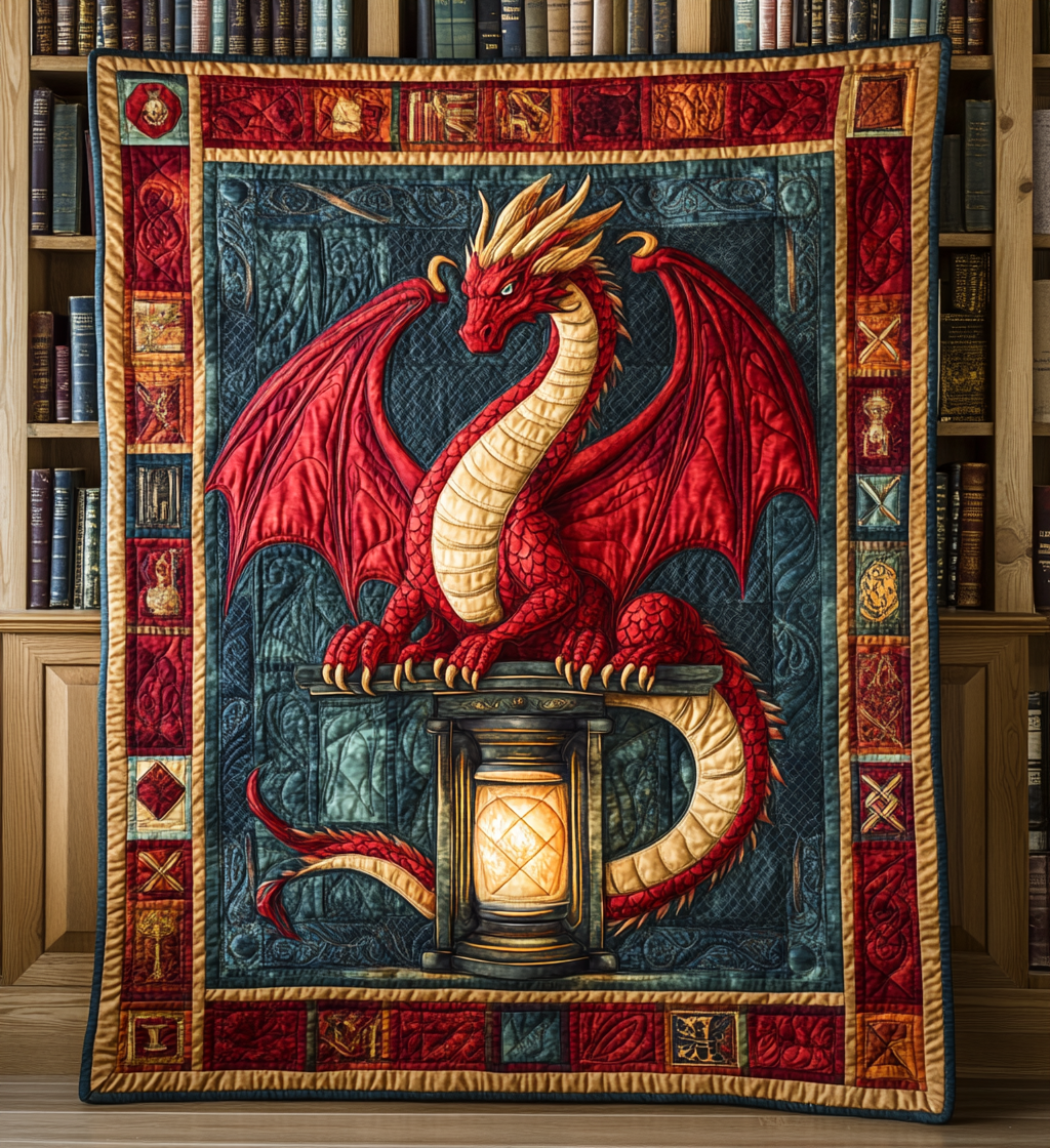 Inferno Dragon Quilted Blanket - Throw (55" x 60")