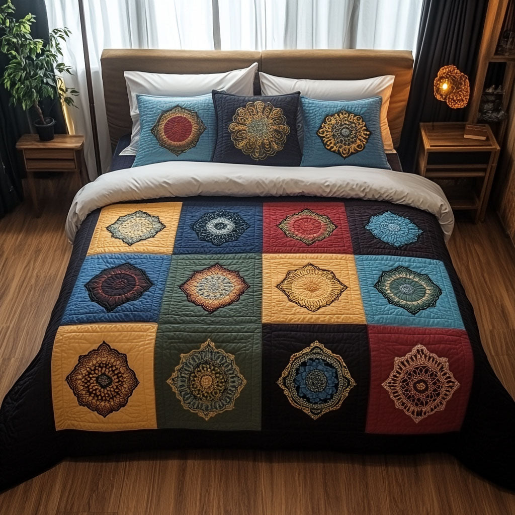 Infinite Loops 3-Piece Quilted Bedding Set - Single (59" x 70")