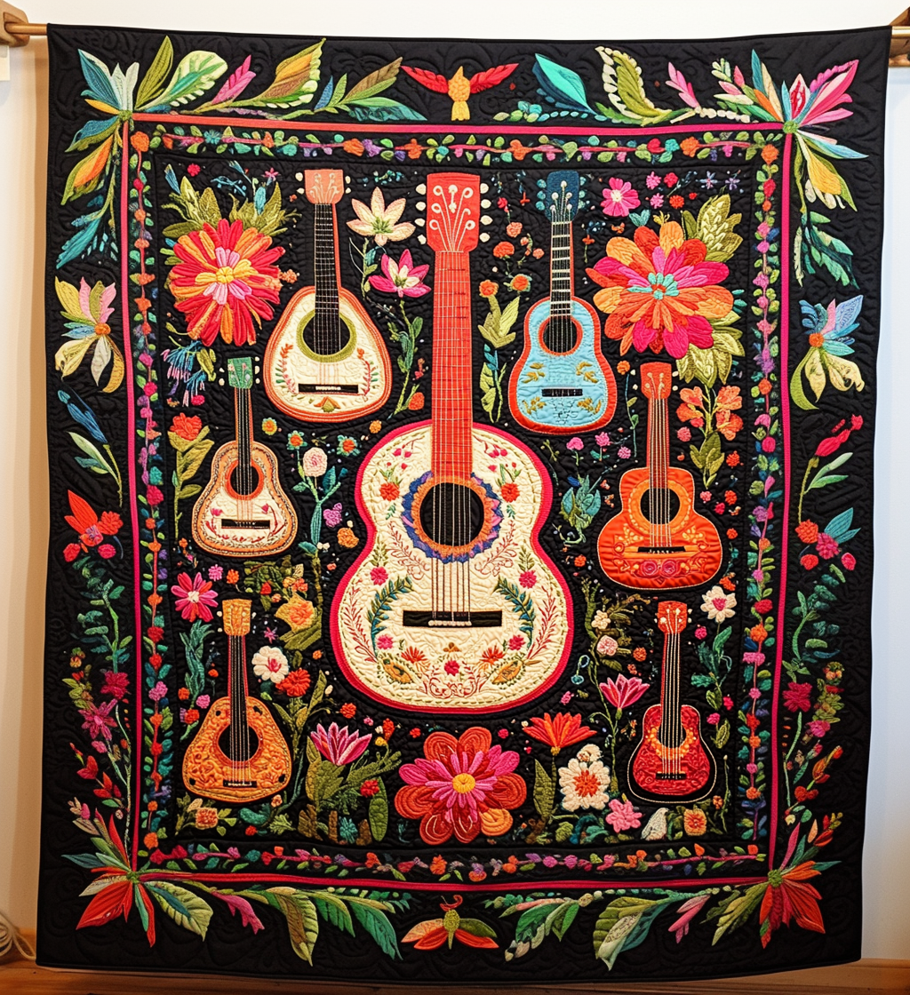 Instrument Fiesta Art Quilt Hanging - Baby (30" x 40")