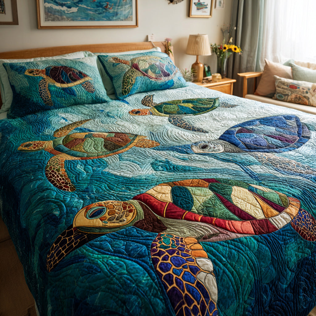 Island Patch Turtles Quilted Blanket - Baby (30" x 40") - Pack 1